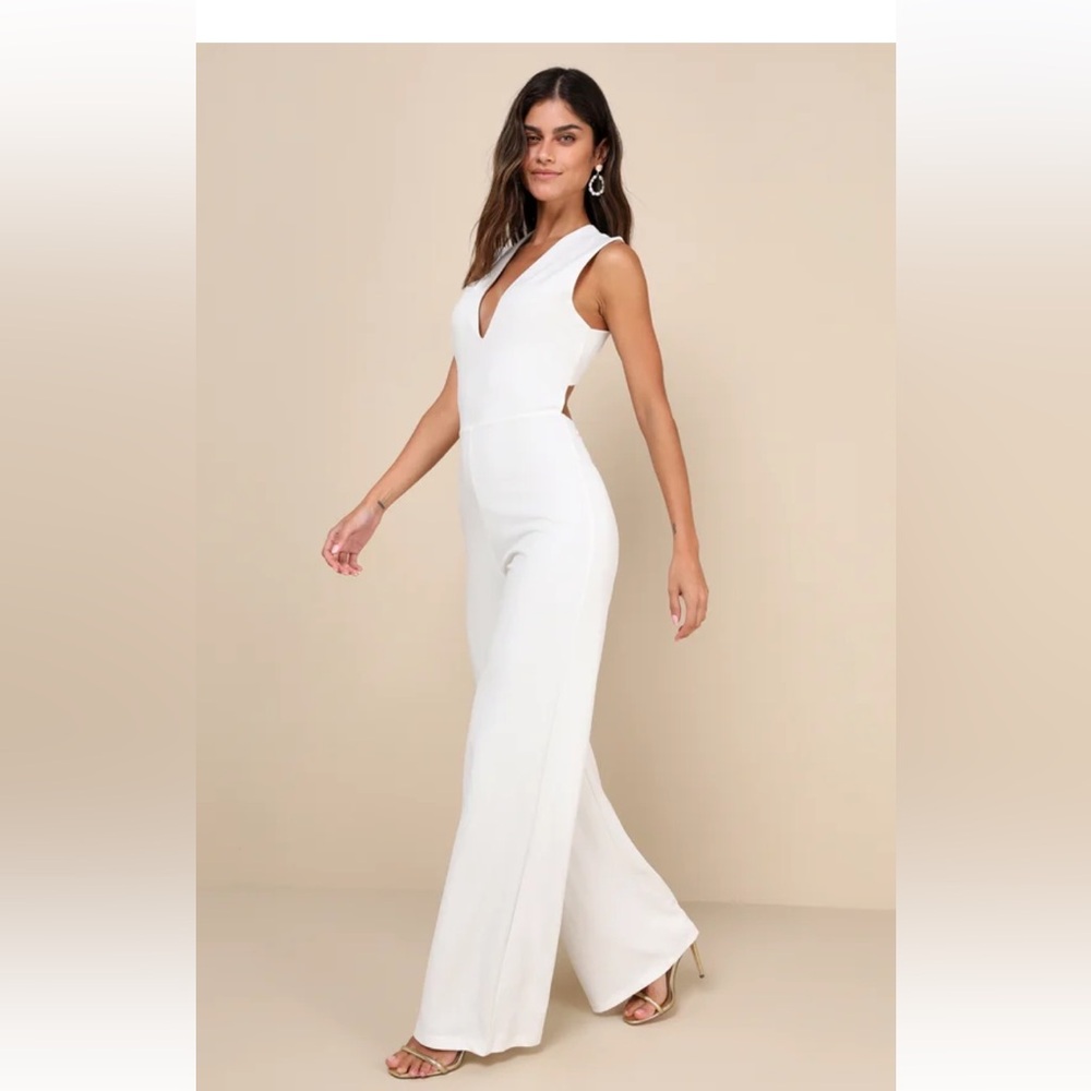 Lulu's White Sleeveless Jumpsuit
